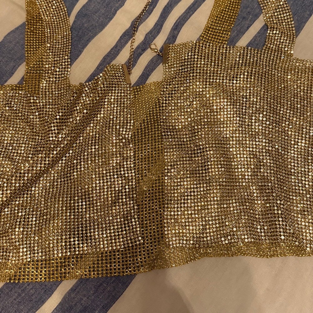 Gold Rhinestone Crop Top - Picture 4 of 4